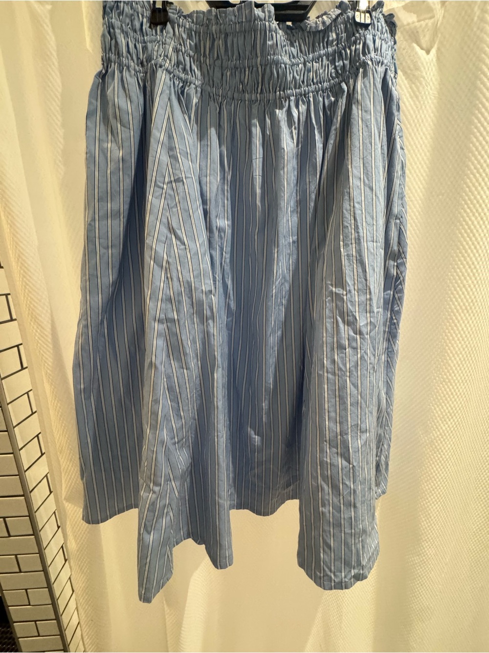 Old Navy Light Blue Pinstripe Smocked Waist A-Line Skirt